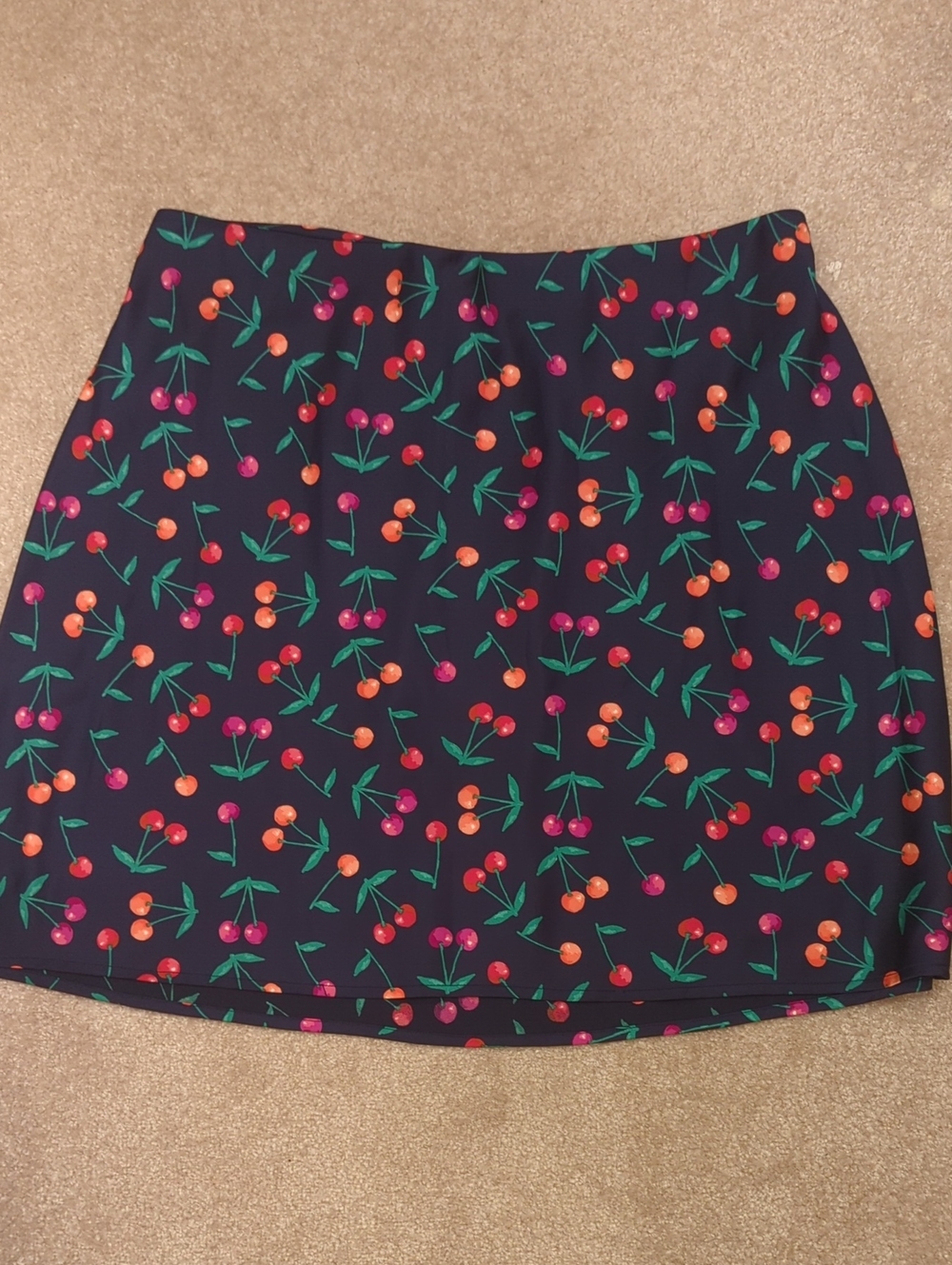 J. Crew Cherry-Print Mini Skirt, Women's XXL